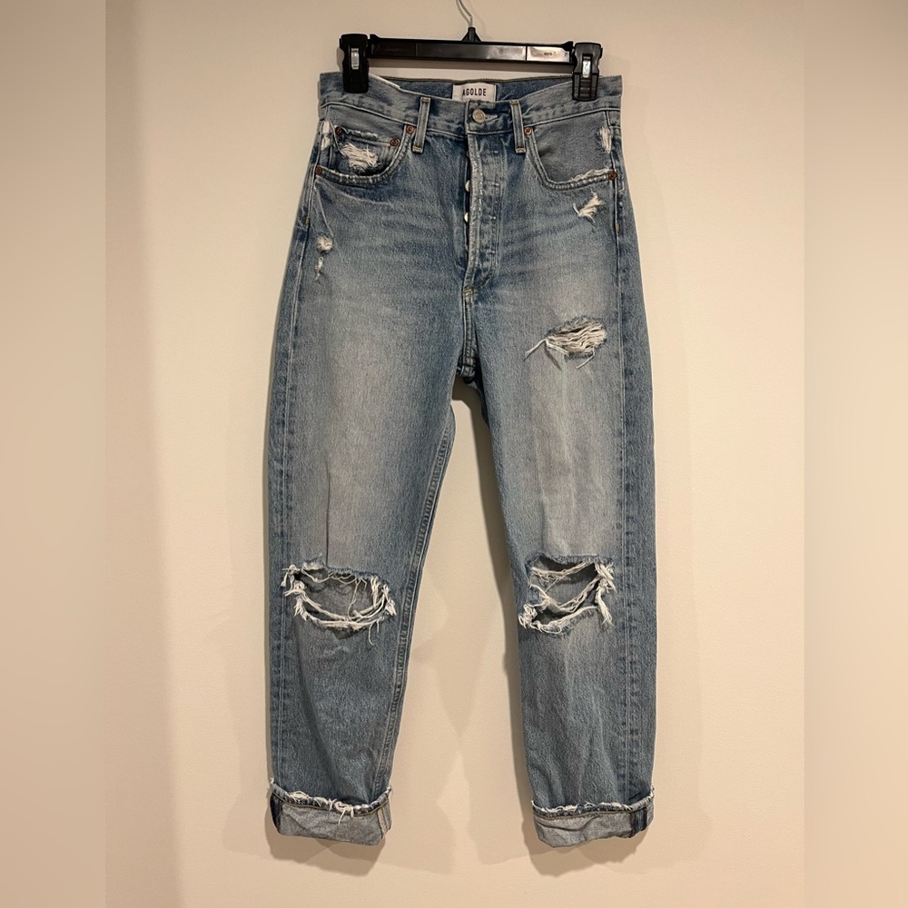 Agolde Light Blue Distressed relaxed fit Jeans